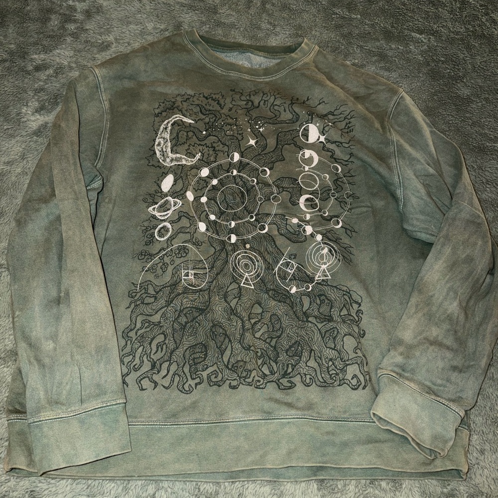 Earth Bound Green Graphic Crewneck Sweater